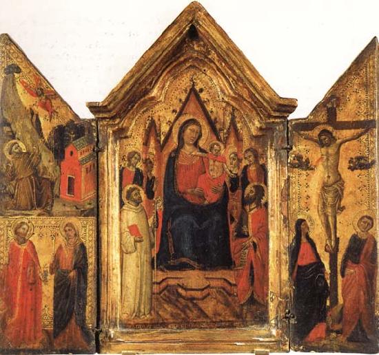 Jacopo del Casentino Madonna and Child Enthroned with SS.Bernard and John the Baptist and Four Angels